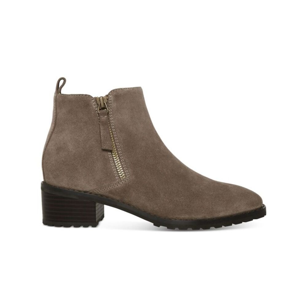 AQUA COLLEGE Womens Gray Back Pull-Tab Sanction Round Toe Block Heel Booties 6 M - Picture 3 of 4
